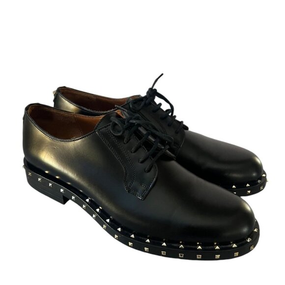 Valentino Garavani Rockstud Derby Loafers Matte Calfskin Black Size 39 NEW Flats - Picture 4 of 10